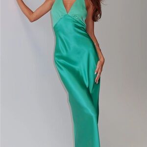 Princess Polly Satin Halter- Aqua